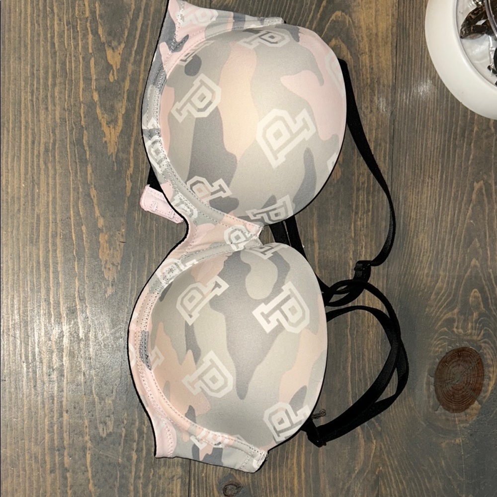PINK Victoria's Secret Camo Print Bra - Pink and Gray